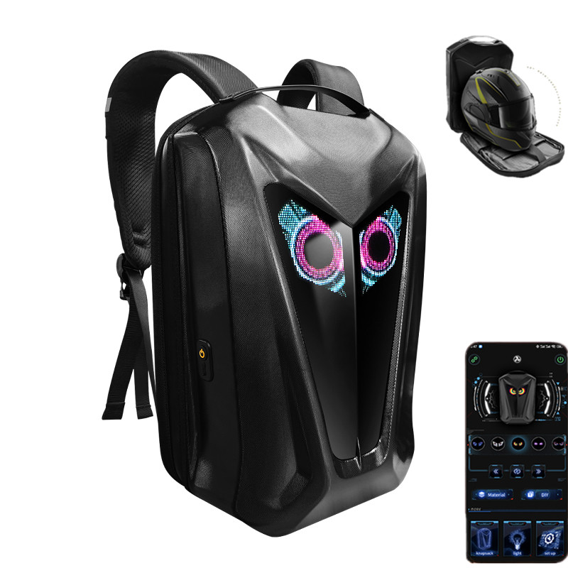 Motorcycle Helmet Backpack Waterproof Led - LED 스크린 백팩 올빼미 자전거 백팩