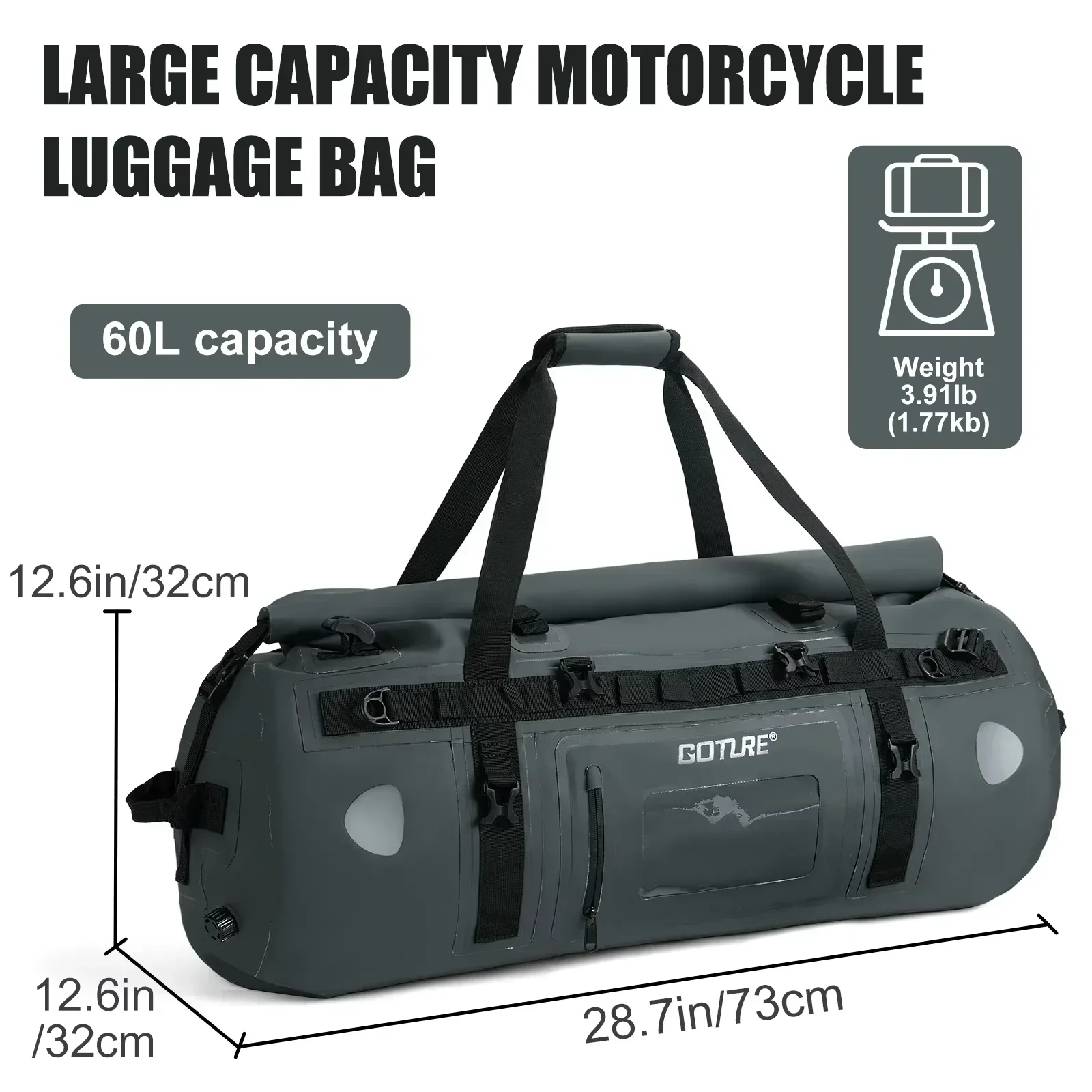 고투어 롤탑 방수 듀플 백팩, 40L/60L, 다용도, - Motorcycle Tail Bag Waterproof Roll Top 리뷰 및 가격