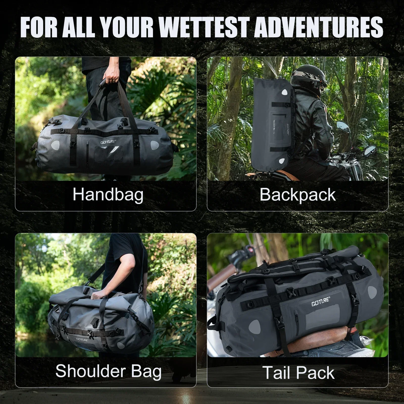 고투어 롤탑 방수 듀플 백팩, 40L/60L, 다용도, - Motorcycle Tail Bag Waterproof Roll Top 리뷰 및 가격