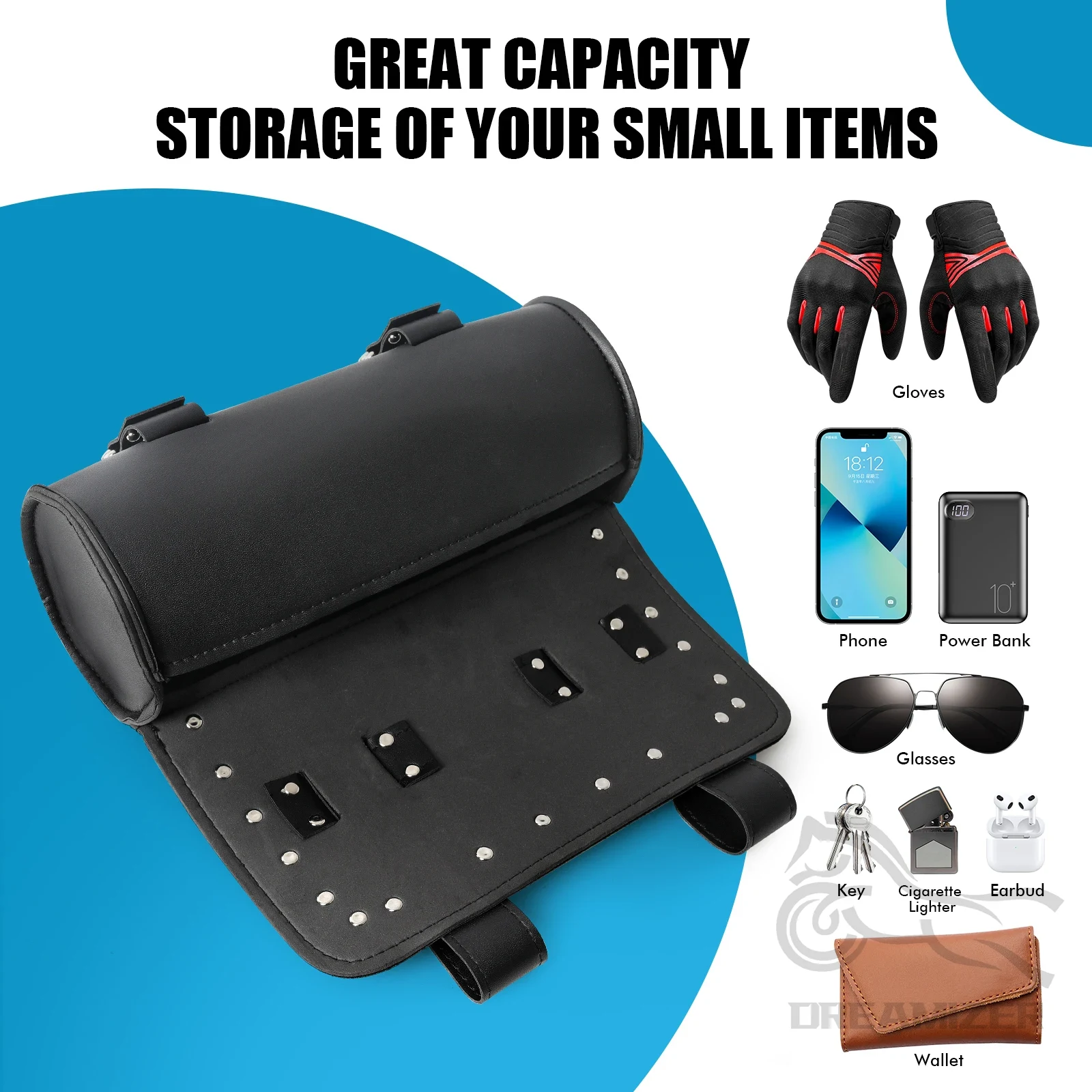 오토바이 프론트 포크 툴 테일 백 PU 가죽 파우치 방 - Waterproof Motorcycle Handlebar Bag Pouch 리뷰 및 가격