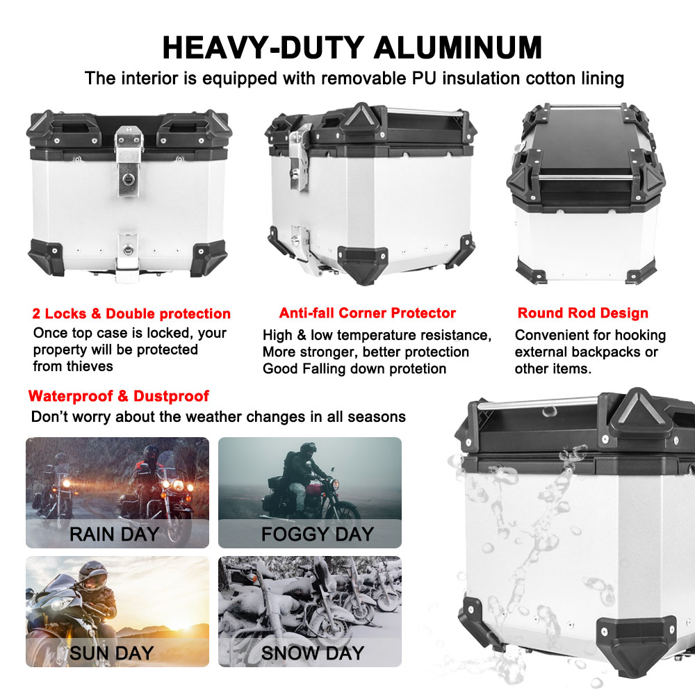 45L, 55L, 65L 용량의 범용형 탑 박스, 오토 - Aluminum Top Case Luggage Box 45L 55L 리뷰 및 가격